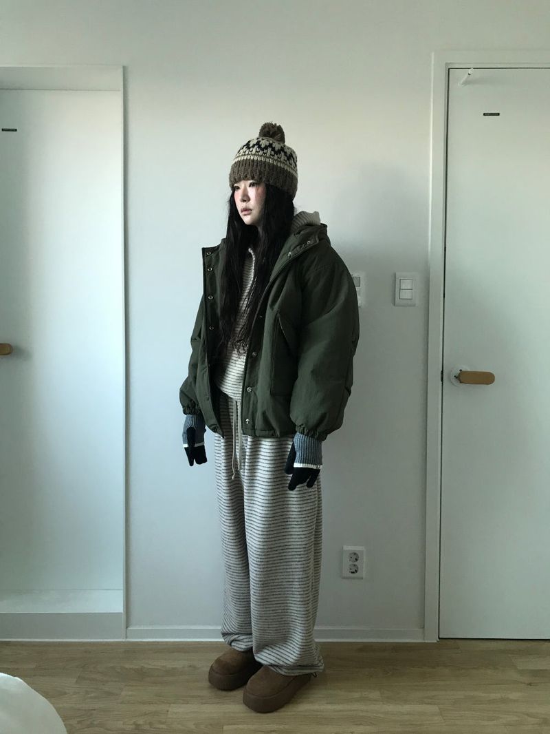 Matte Snap Hooded Padded Jacket (2 Colors)