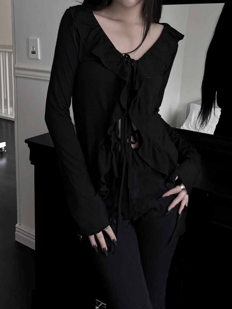 volli strap frill cardigan (2color)