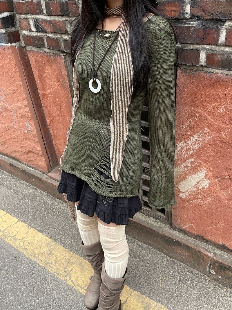 Summer Vintage Damage Long Knit