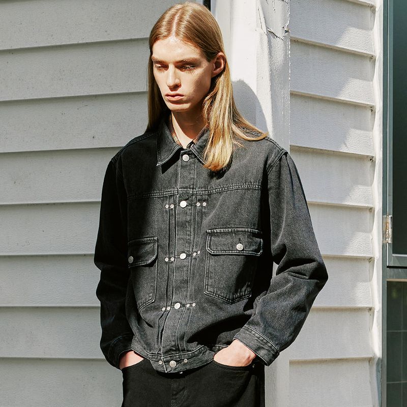 RIVETED 2ND TYPE DENIM JACKET BLACK