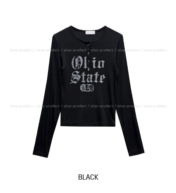 State Crack Lettering Button Long Sleeve