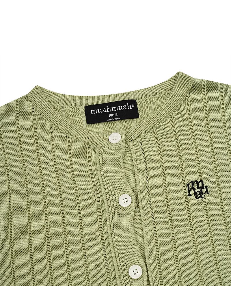 LINE STITCH LOGO CARDIGAN [3color]