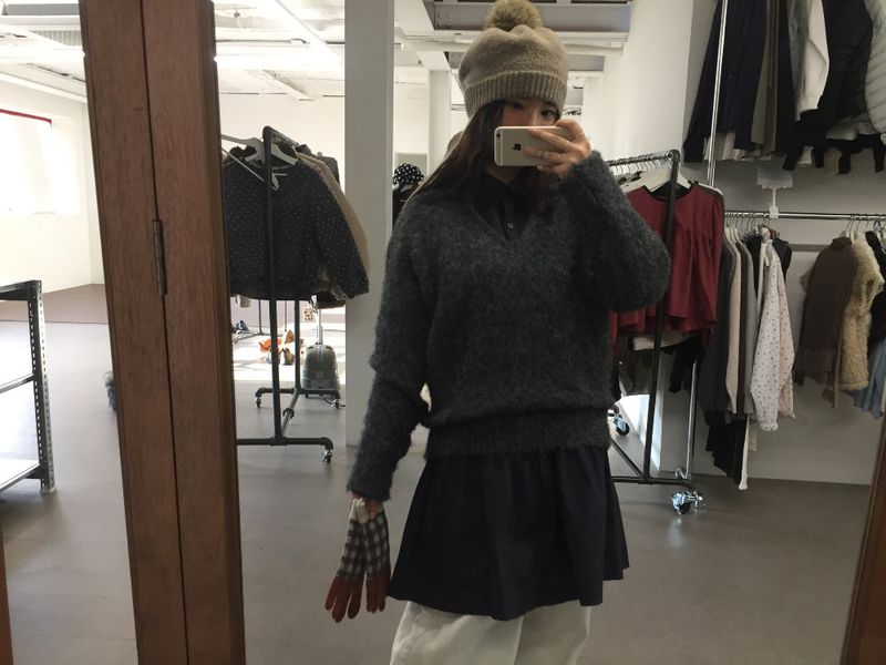Pom-pom knit beret (3color)
