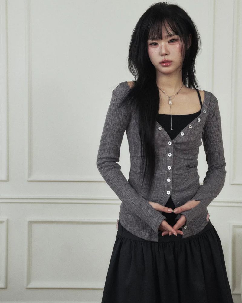 Ria Neck Button Knit Top
