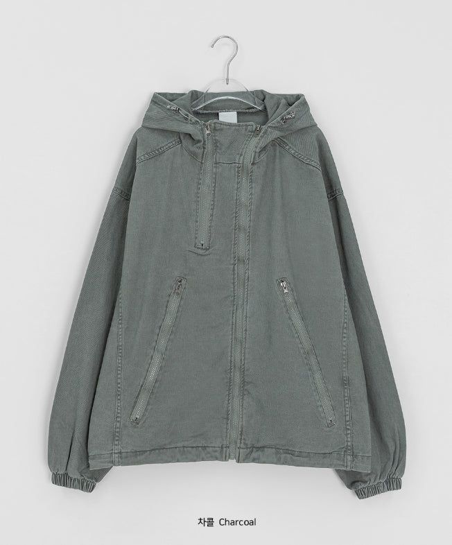 [unisex] Filta Washing Cotton Hood Zip-Up Jacket