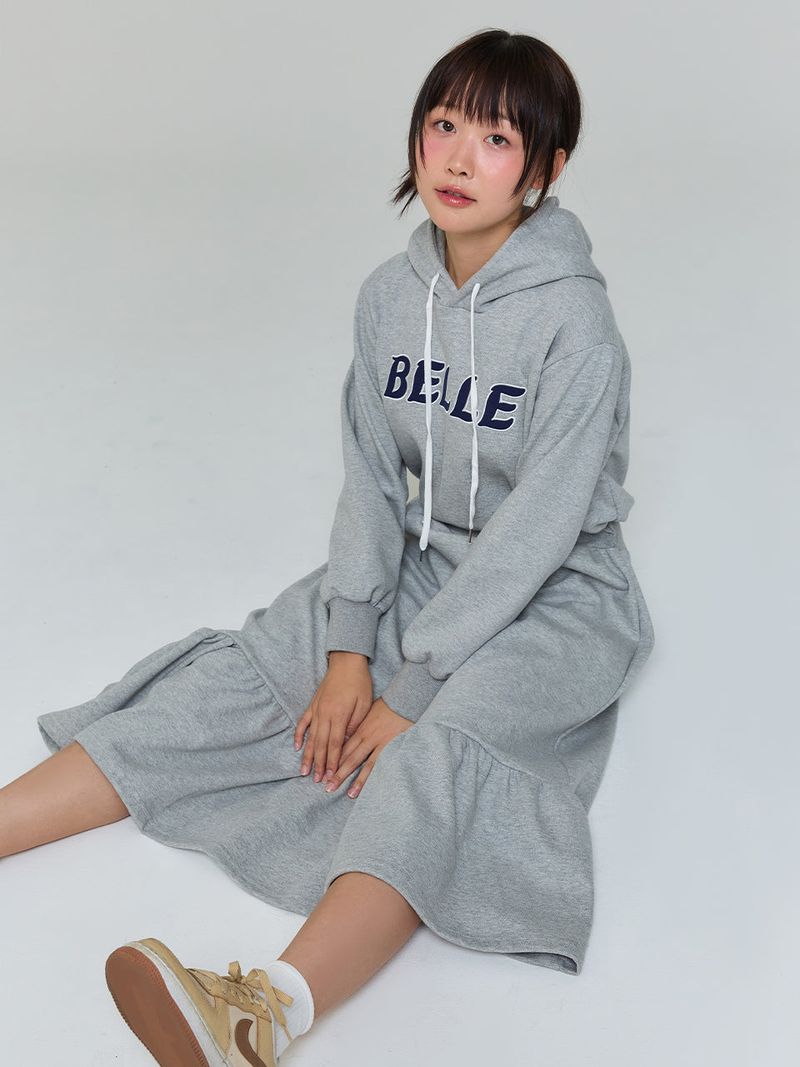 BELLE HOODED LONG DRESS - GRAY