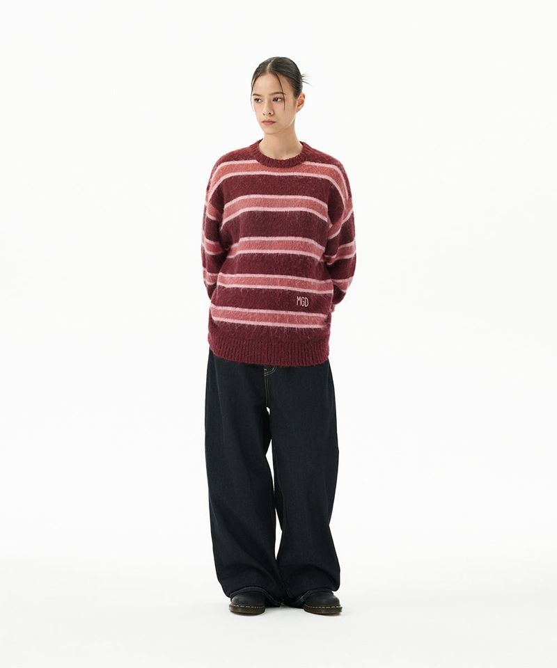 HAIRY STRIPE KNIT SWEATER