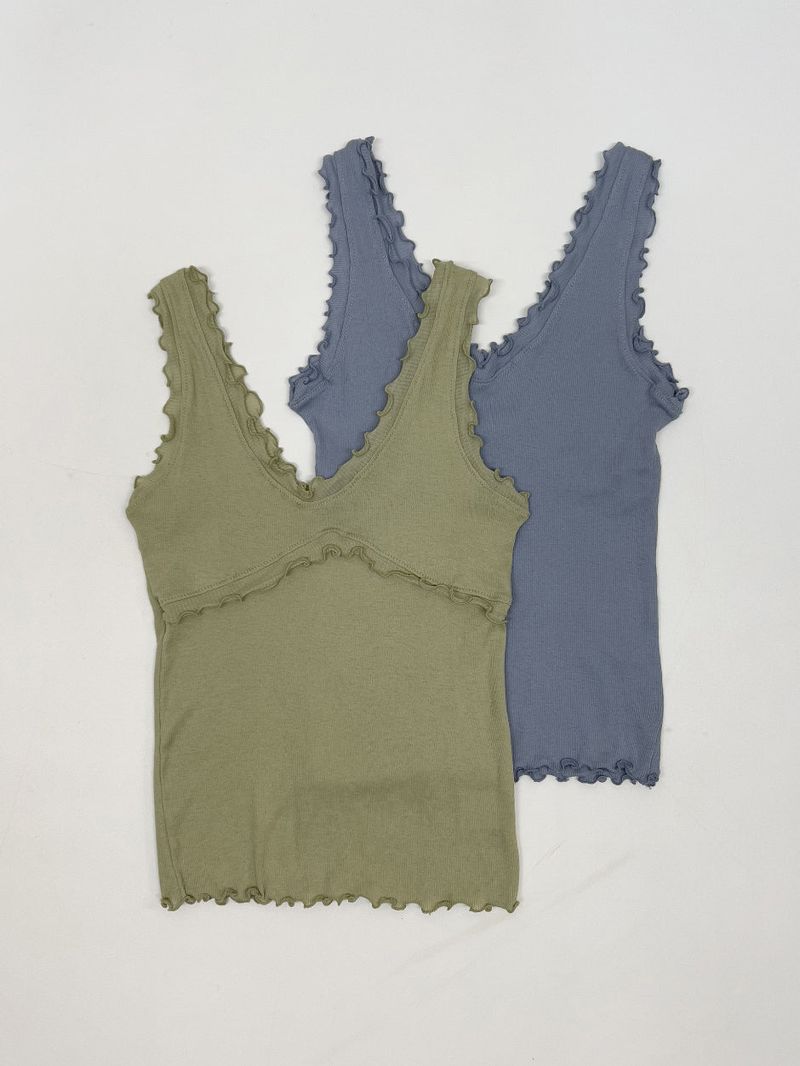 Ruffle V-Neck Sleeveless Top
