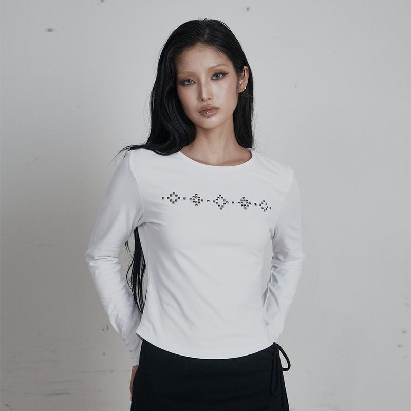 C SQUARE STUD SLIM FIT T-SHIRT_WHITE