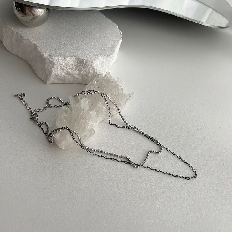 ib black 2-line ball chic choker necklace