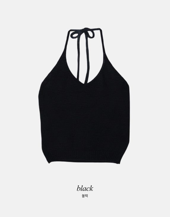 #Halter Neck Wool50 Knit Bustier (4color)