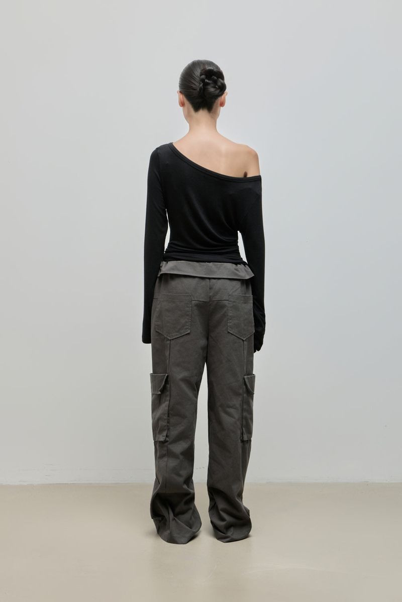 Wrapping Shirring Tee_Black