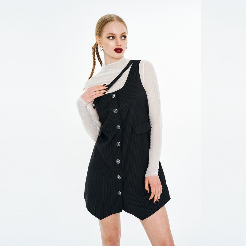 One-shoulder One-piece [Black]