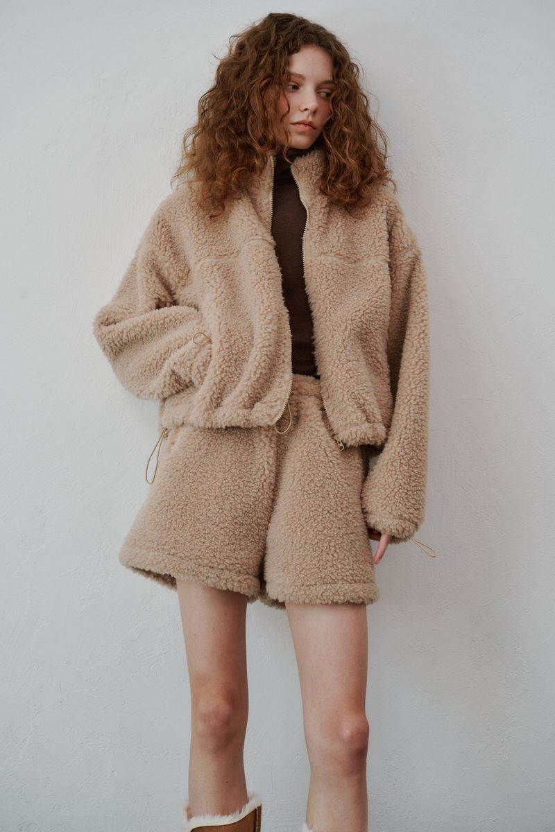 Boucle zip-up (Beige)