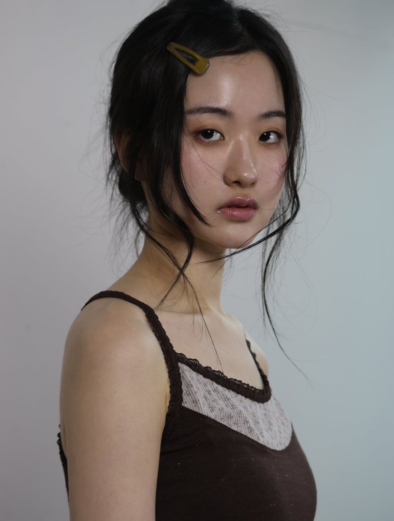 flower lace sleeveless -Brown