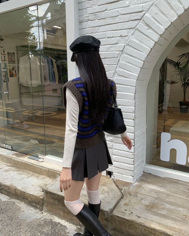 Tie pleated skirt