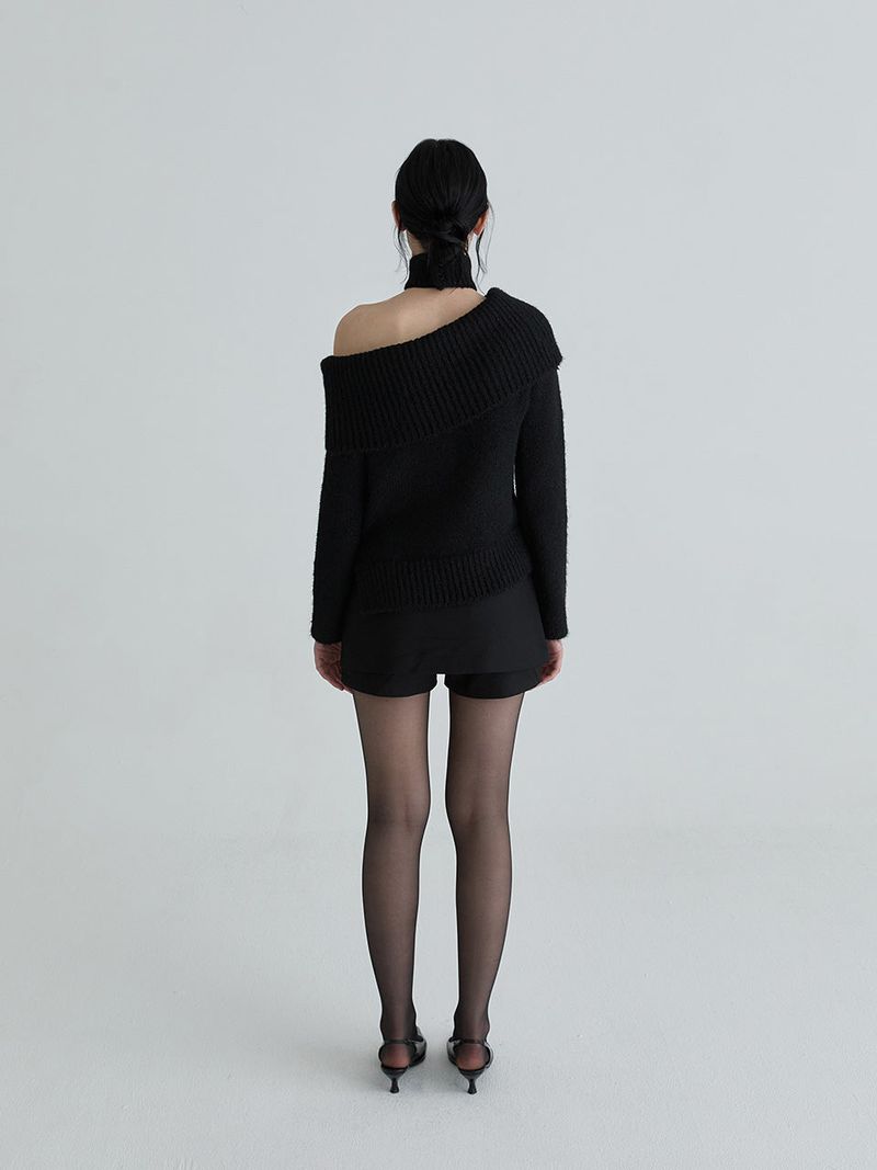 Muffler symbol knit set (Black)