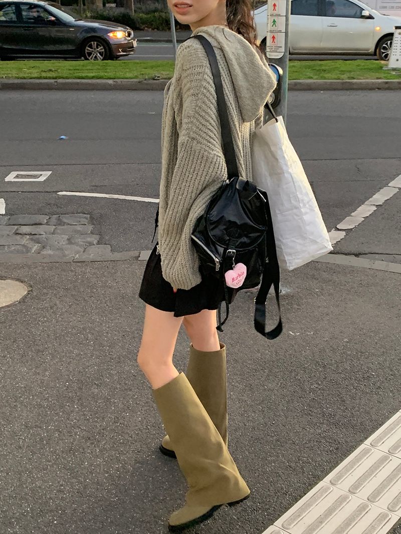 [MADE] Sorbet Twisted Knitted Hooded Cardigan