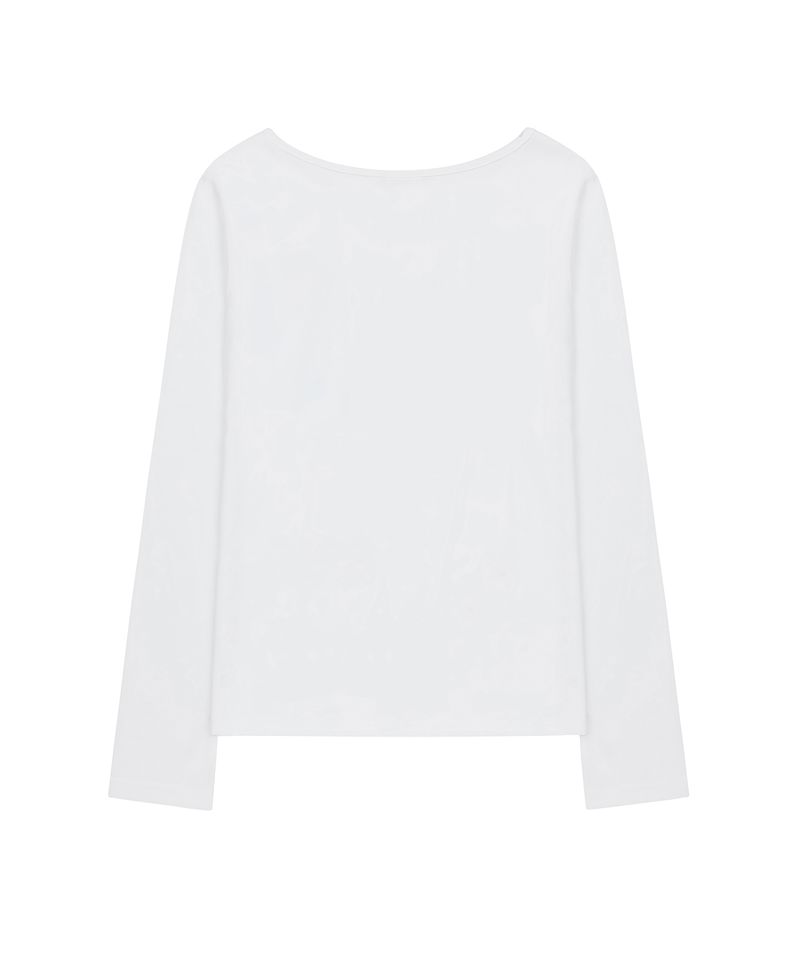 Rosette Graphic Boat Neck Long Sleeve - WHITE