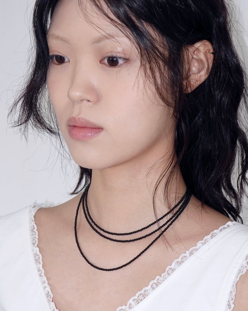 Three layer onyx necklace