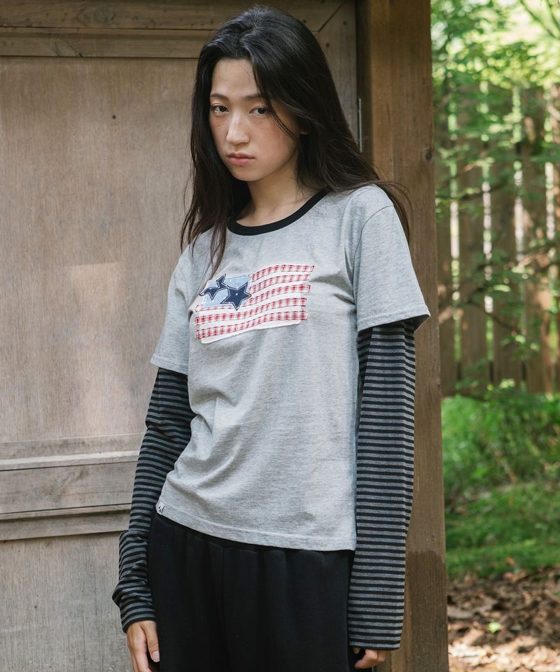 OLD GRORY RINGER LAYERED LS TEE GREY(CV2GFFT558A)