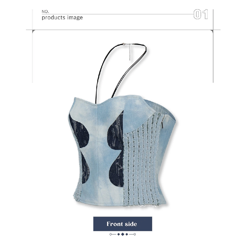 DENIM CORSET TUBE TOP_LIGHT BLUE