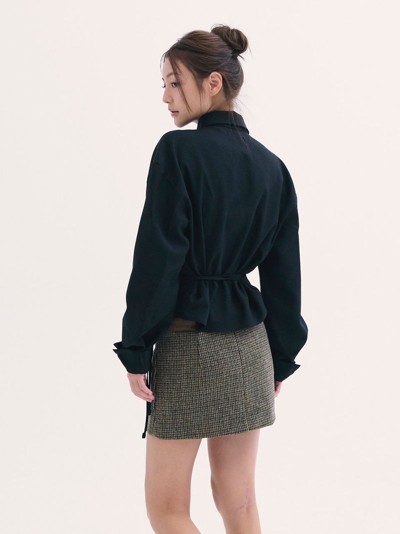 Leona shirring shirts BLACK