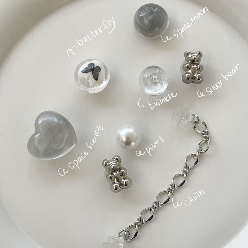 [made]space silver resin shoes charm set 