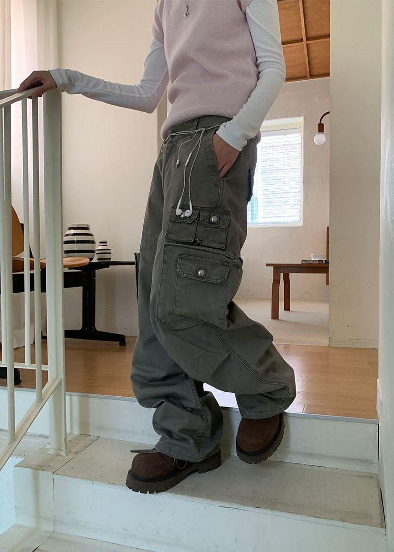 (UNISEX) FIELD BUTTON CARGO PANTS (3color)
