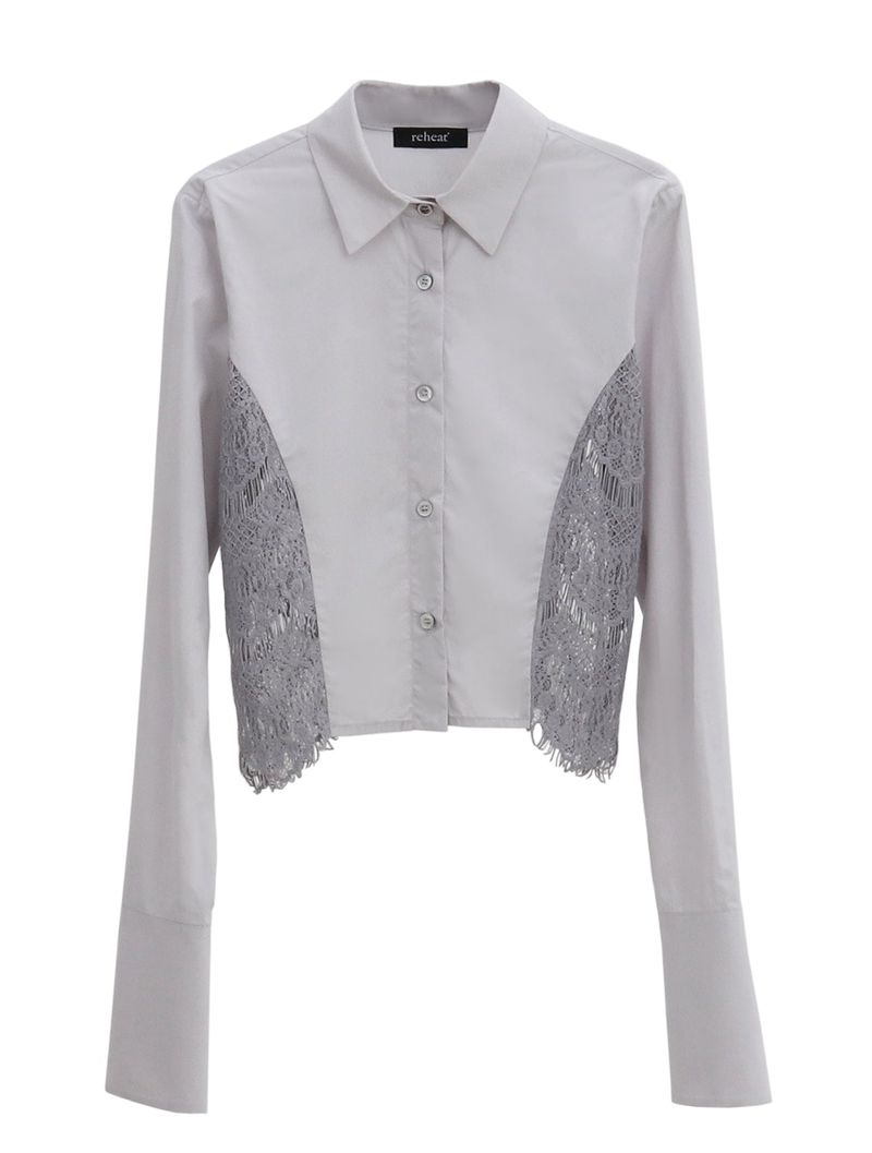 VINTAGE LACE CROPPED SHIRT