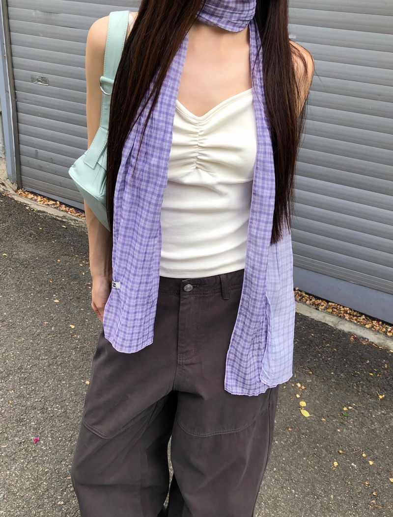 [ORIGINAL] Wimming check wrinkle scarf