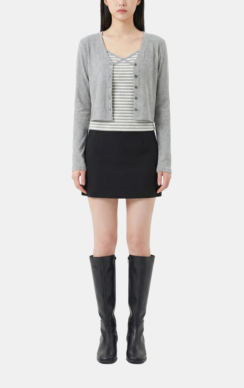 Merry Stripe Sleeveless Top & Cardigan Set