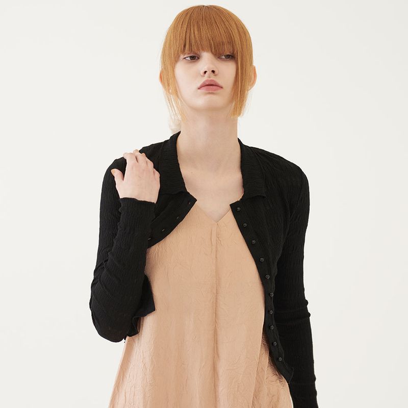 CROPPED SLIM CARDIGAN (BLACK)