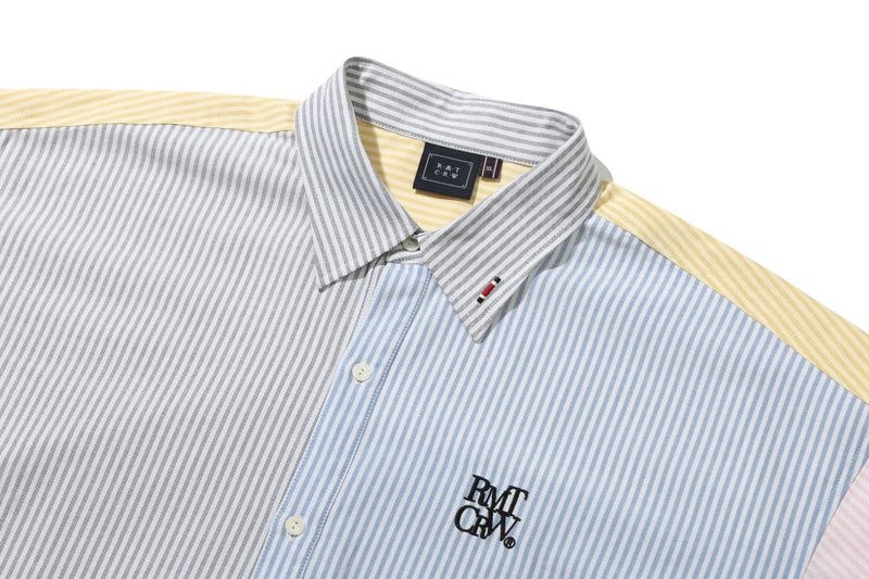 COLOR MIXED COTTON SHIRT_NAVY