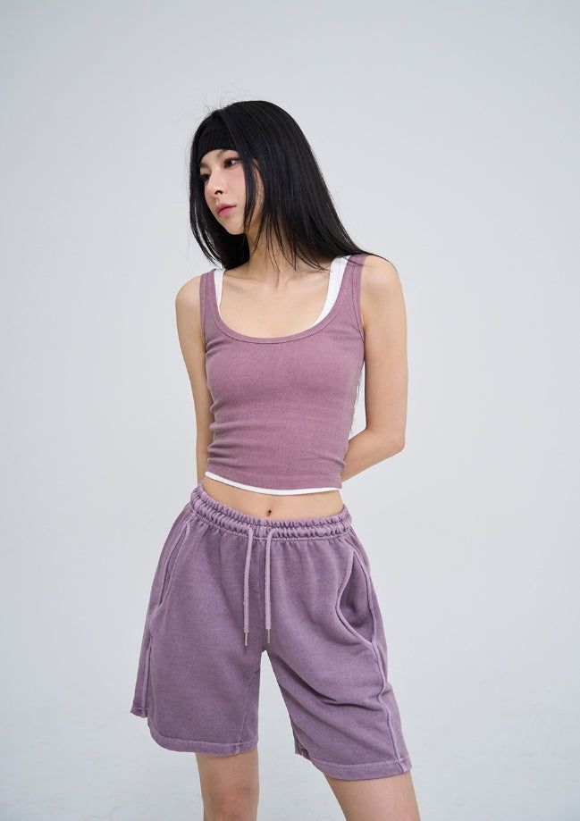 [U-BASIC] Roel Pigment Ribbed Tank Top