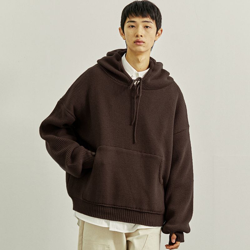 KND（ケイエンド）の「KANDAI HANDWARMER KNIT HOODIE BROWN（Tops）」