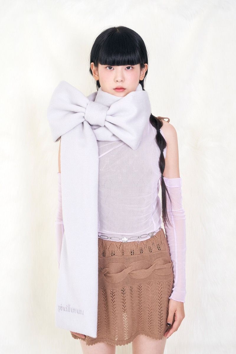 Ribbon Muffler_White Gray