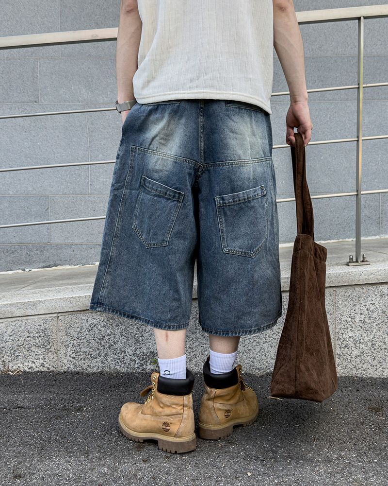 Beltic Asymmetric Pocket Bermuda Denim