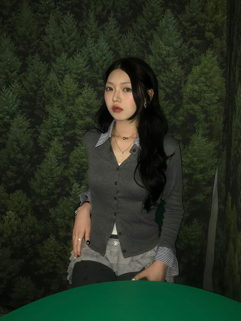 Pellen shirt cardigan (Gray)