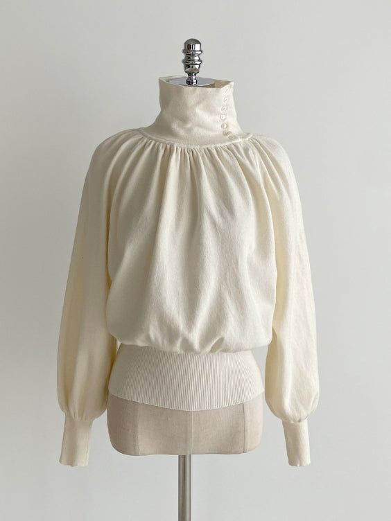 Colb Puff Shirring Button Polar Knit