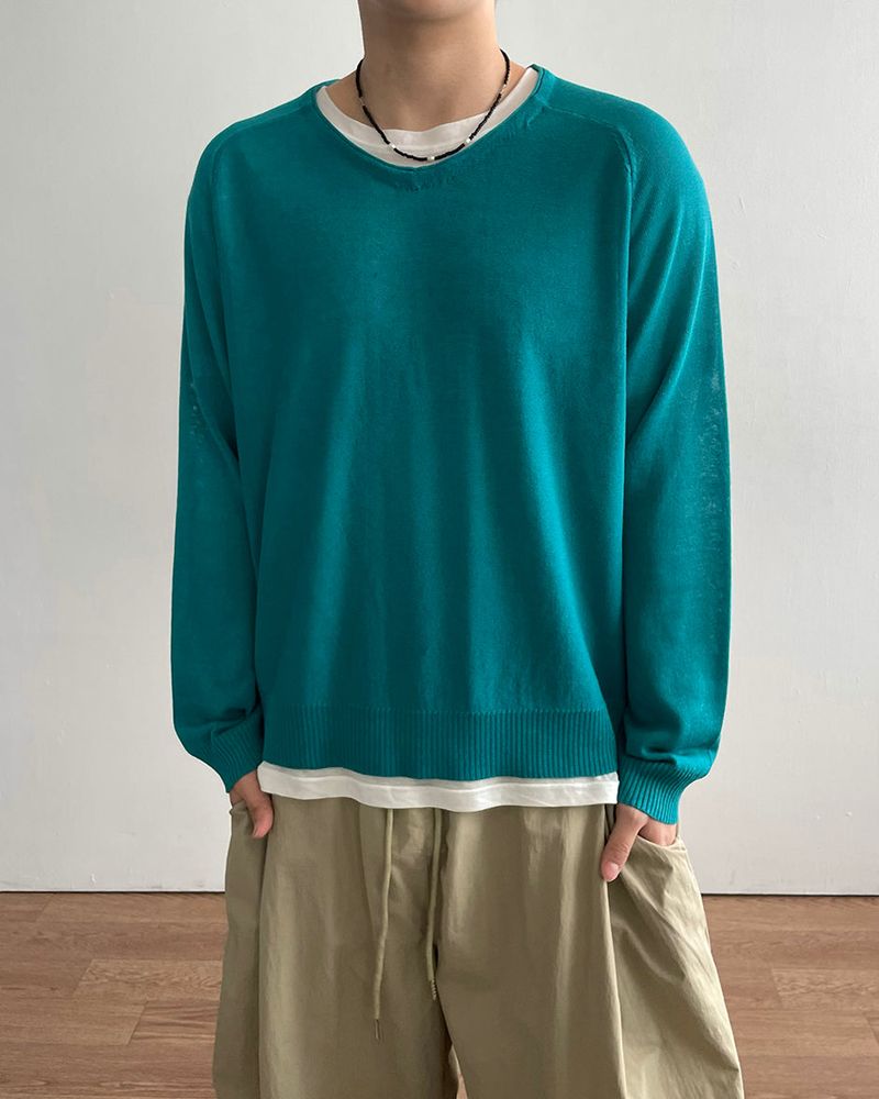 IDF（アイディーエフ）の「Wale Linen V-neck Knit（Tops）」
