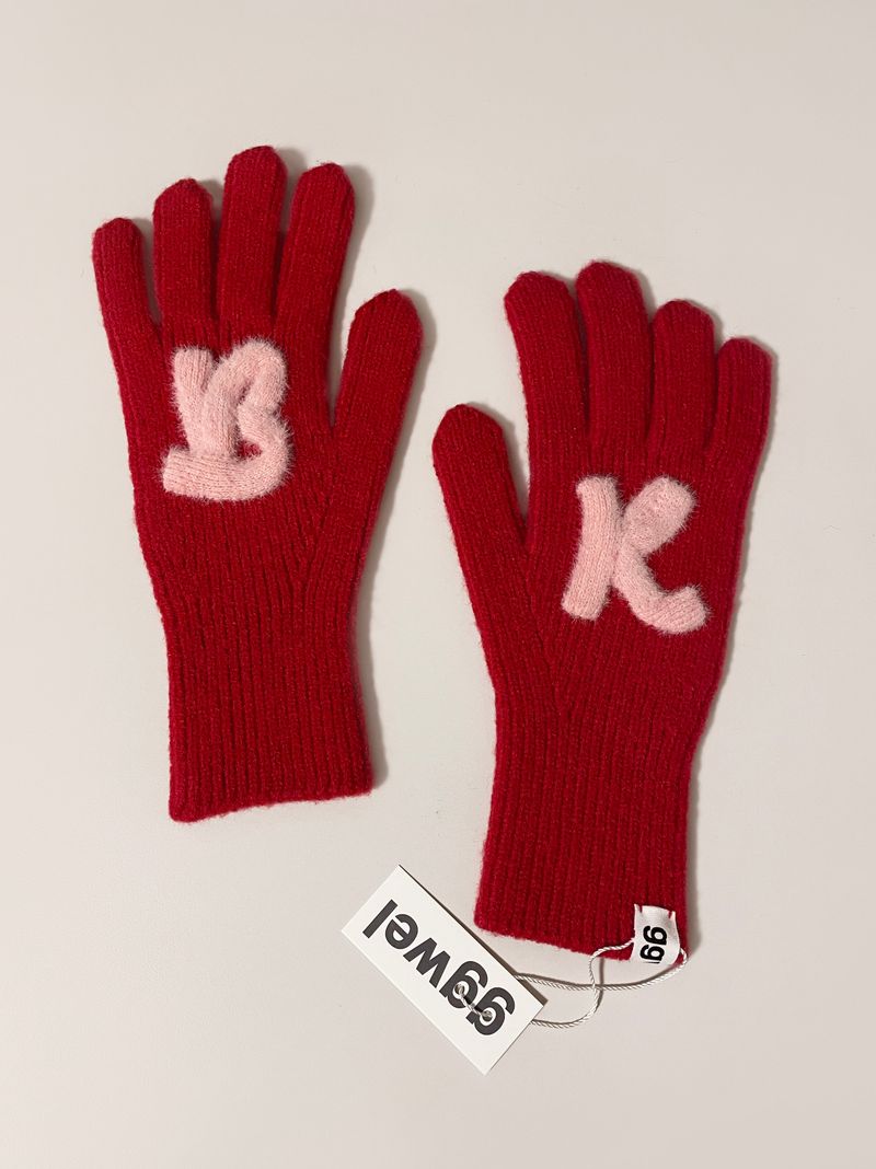 CUSTOM INITIAL KNIT RIBBON GLOVES