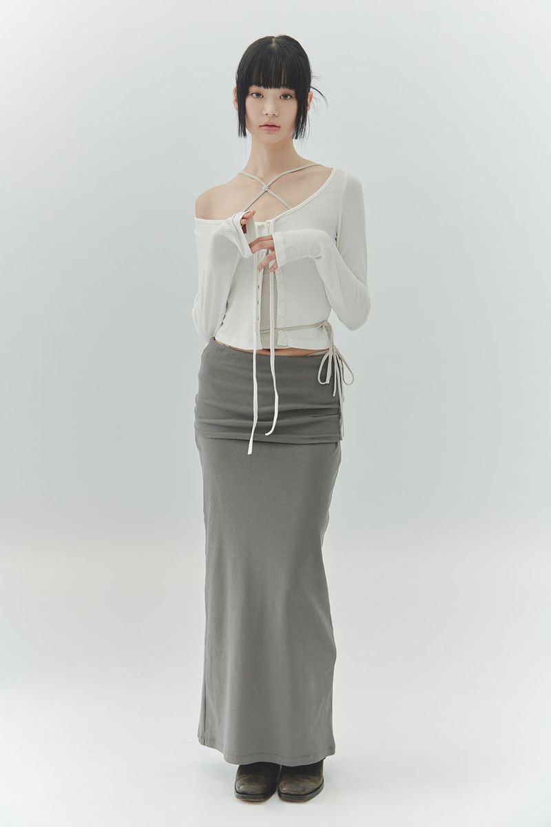 PAIN OR PLEASURE（ペインオアプレジャー）の「LOWER FOLDING SKIRT charcoal（Skirts）」
