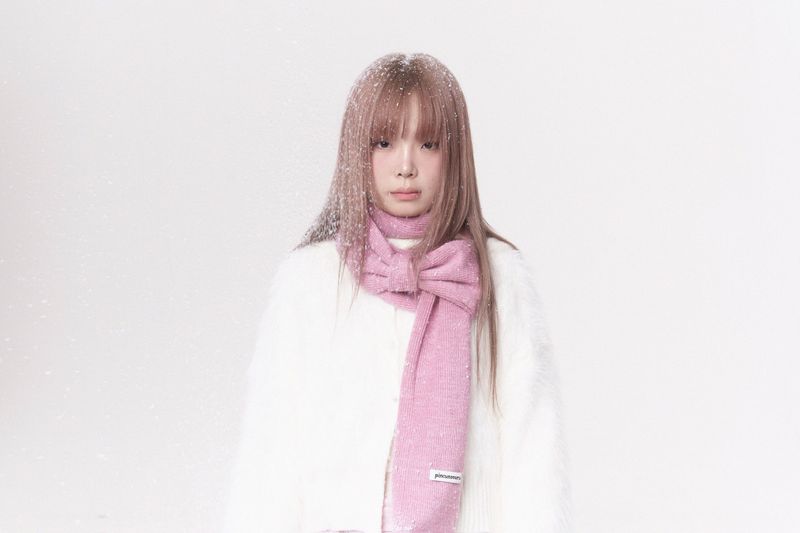 Mini ribbon muffler_pink