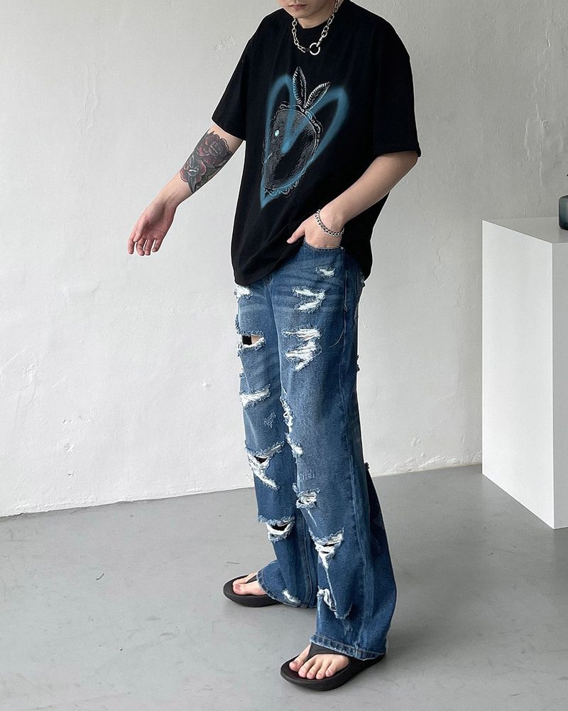 SO Heart Rabbit Printed Short-Sleeved (4 colors)