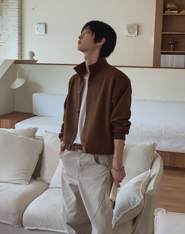 Kanji High-Neck Crop Cardigan