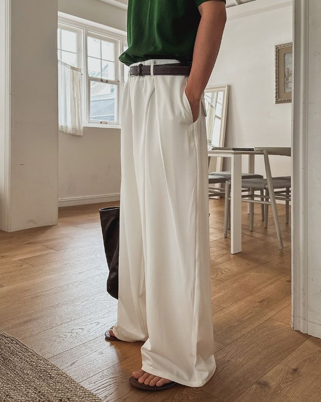 Summer Cooling Deep-Tuck Wide Slacks