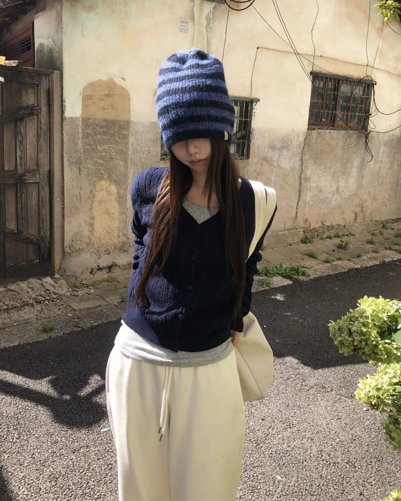 [ORIGINAL] Rope Cable Knit Long-sleeved Cardigan