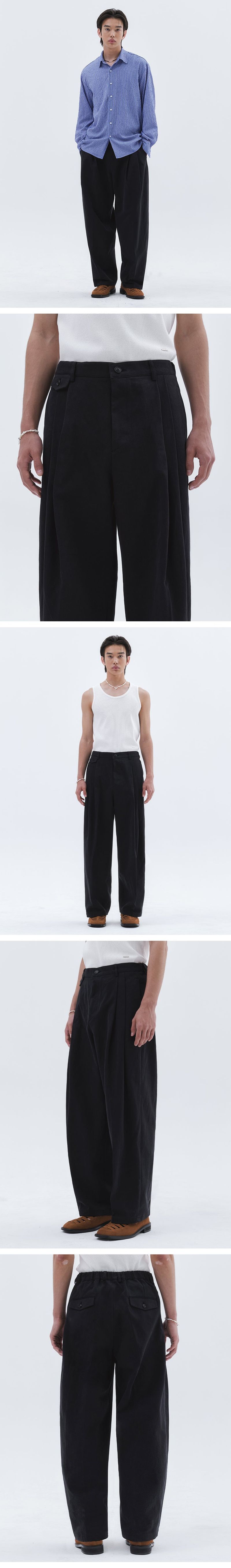Flap pocket wide pants_Black  