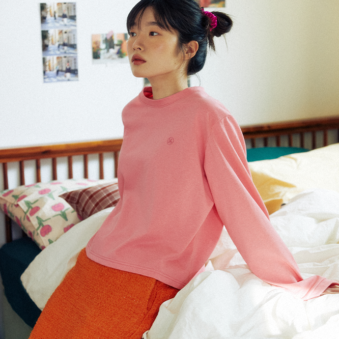 KOOKEESEE(クキシ)の「크로플 로고 티셔츠(코랄핑크)(Tops)」